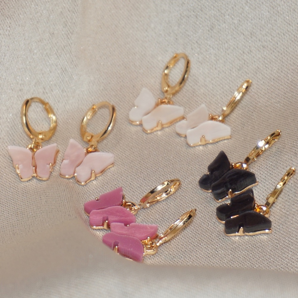 “DREAMING OF YOU” DAINTY  HOOP BUTTERFLY EARRINGS